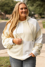 Load image into Gallery viewer, Online Beige Textured Patchwork Exposed Seam Plus Size Hoodie
