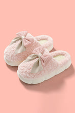 Load image into Gallery viewer, Online Camel Contrast Bowknot Applique Plush Winter Slippers (Bow Colors May Differ by Batch)
