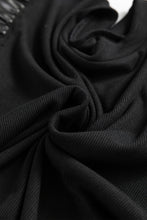 Load image into Gallery viewer, Online Black Leather Ruffle Sleeve Patchwork Round Neck Blouse
