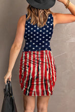 Load image into Gallery viewer, Red Stars Stripes USA Flag Print Wrapped Sleeveless Dress
