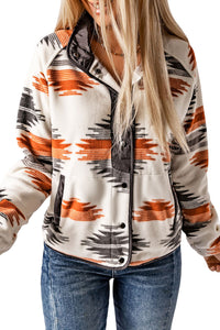 Online Multicolour Western Aztec Snap Buttoned Fleece Jacket