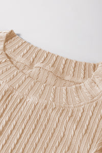 Online Beige Solid Color Textured Flutter Sleeve Top