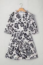 Load image into Gallery viewer, Online Black Floral Print Tiered Frilled Half Sleeve Plus Size Mini Dress
