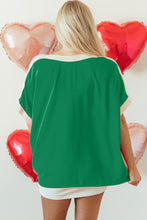 Load image into Gallery viewer, Online Rose Red Oversized Color Block Boat Neck Tunic Blouse
