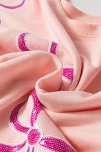 Load image into Gallery viewer, Online Apricot Pink Sequined Bowknot Drop Shoulder Oversized Sweatshirt
