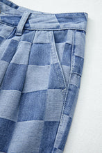 Load image into Gallery viewer, Online Dark Grey Checkered Denim Wide Leg Jeans
