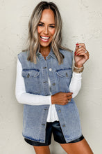 Load image into Gallery viewer, Online Beau Blue Denim Flap Pocket Curved Hem Shirt Vest
