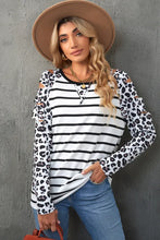 Load image into Gallery viewer, Leopard Striped Ripped Long Sleeve Top
