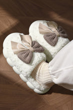 Load image into Gallery viewer, Online Camel Contrast Bowknot Applique Plush Winter Slippers (Bow Colors May Differ by Batch)
