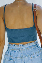 Load image into Gallery viewer, Blue Cable Knit Crop Top with Ribbed Hem
