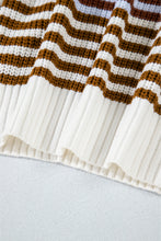 Load image into Gallery viewer, Online Pink Stripe Zip up Collar Drop Shoulder Sweater
