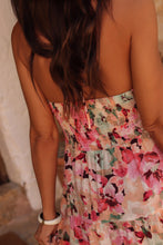 Load image into Gallery viewer, Online Pink Floral Sleeveless Halter Neck Shirred Back Ruffled Mini Dress
