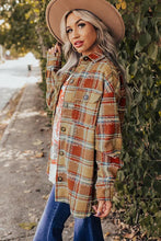 Load image into Gallery viewer, Red Oversized Flap Pockets Plaid Shacket with Slits
