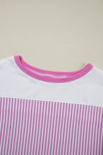 Load image into Gallery viewer, Online White Stripe Patchwork Bracelet Sleeve Plus Size T Shirt
