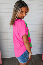 Load image into Gallery viewer, Online Green Colorblock Rounded Hem Loose T Shirt
