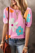 Load image into Gallery viewer, Pink Flower Print Bubble Sleeve Tee
