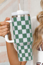 Load image into Gallery viewer, Online Blackish Green Full Rhinestone Checkerboard Handled Tumbler 40oz
