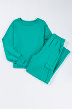 Load image into Gallery viewer, Online Sachet Pink Solid Color Patchwork Pullover Top and Cargo Pants Set
