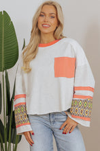 Load image into Gallery viewer, Online Apricot Western Aztec Patch Mineral Wash Loose Fit Top
