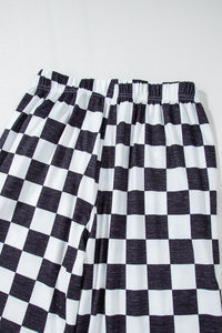 Online Green 2-Tone Checked Print High Waist Wide Leg Pants