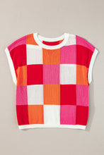 Load image into Gallery viewer, Grapefruit Orange Color Block Cap Sleeve Sweater
