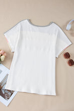 Load image into Gallery viewer, Online White Colorblock Patchwork Batwing Sleeve Ribbed Plus T Shirt
