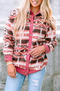 Online Pink Western Sherpa Textured Trim Jacket