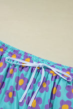 Load image into Gallery viewer, Online Sky Blue Cute Flower Print Contrast Trim Plus Size Short PJ Set
