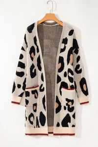 Online Leopard Animal Print Open Midi Cardigan