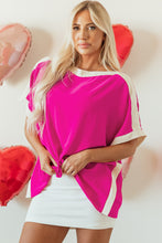 Load image into Gallery viewer, Online Rose Red Oversized Color Block Boat Neck Tunic Blouse
