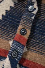 Load image into Gallery viewer, Online Brown Western Aztec Collared Button-up Sweatshirt
