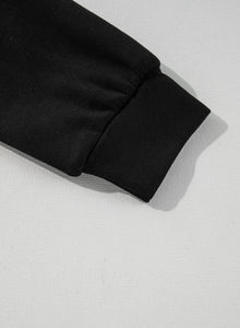 Online Black Solid Seamed Zipper Jacket and Drawstring Waist Pants Set
