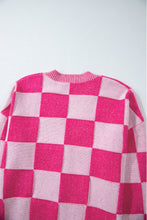 Load image into Gallery viewer, Online Black Checkered Drop Shoulder Buttoned V Neck Cardigan
