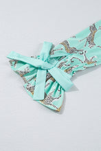 Load image into Gallery viewer, Online Green Leopard Satin Ruffle Pajama Short Set
