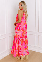 Load image into Gallery viewer, Online Rose Abstract Printed High Neck Knotted Nape Sleeveless Maxi Dress
