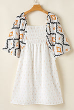 Load image into Gallery viewer, Online Beige Western Aztec Print Pleated Square Neck Loose Mini Dress
