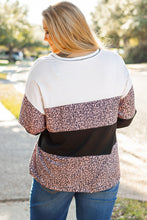 Load image into Gallery viewer, Online Black Leopard Print Colorblock V Neck Long Sleeve Plus Size Top
