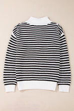 Load image into Gallery viewer, Online Pink Stripe Zip up Collar Drop Shoulder Sweater
