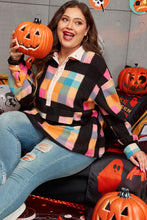 Load image into Gallery viewer, Online Black Plus Size Checkered Print Sherpa Henley Sweatshirt
