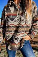 Load image into Gallery viewer, Online Brown Western Aztec Collared Button-up Sweatshirt
