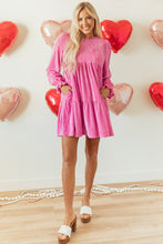 Load image into Gallery viewer, Online Strawberry Pink Flounce Sleeve Tiered Ruffled Velvet Mini Dress
