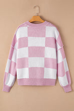 Load image into Gallery viewer, Online Rose Checkered Bishop Sleeve Sweater
