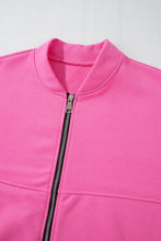 Load image into Gallery viewer, Online Black Solid Seamed Zipper Jacket and Drawstring Waist Pants Set
