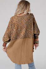 Load image into Gallery viewer, Online Brown Printed Raw Edge Leopard Patchwork Oversized Blouse
