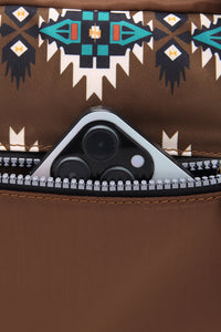 Online Coffee Western Aztec Print PU Leather Large Travel Duffel Bag