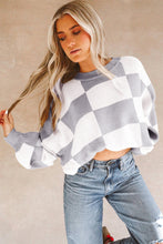 Load image into Gallery viewer, Online Rose Checkered Bishop Sleeve Sweater
