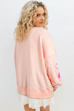 Load image into Gallery viewer, Online Apricot Pink Sequined Bowknot Drop Shoulder Oversized Sweatshirt
