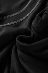 Online Black Contrast Stitches Detail Puffy Half Sleeve Blouse