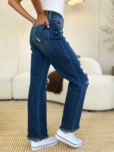 Online Judy Blue Full Size Mid Rise Distressed Raw Hem Jeans