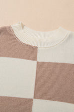 Load image into Gallery viewer, Online Green Checkered Side Slits Drop Shoulder Oversized Sweater
